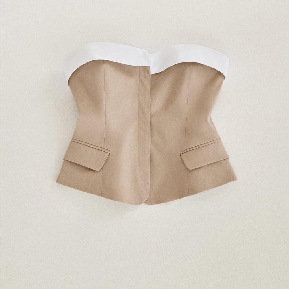 Zara Strapless Mixed Gabardine Top